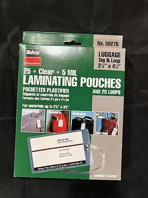 Ibico Laminating Pouches Luggage Tags 25 Pieces 2 1/2” X 4 1/4  • $17.99