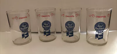 Vintage Lot Of 4 PABST BLUE RIBBON PBR Bar/Game Room Beer Glasses 6 Ounce • $75