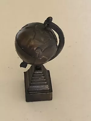 Vtg Brass Miniature Globe Shaped Pencil Sharpener 3-3/4” • $13