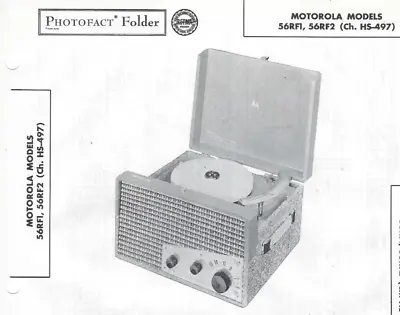 1956 MOTOROLA 56RF1 Record Player Photofact MANUAL Phono Amp Changer AM RADIO • $10.99