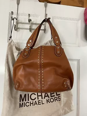 Michael Kors Astor Grab Bag Handbag Luggage Leather With Silver Satchel • $80