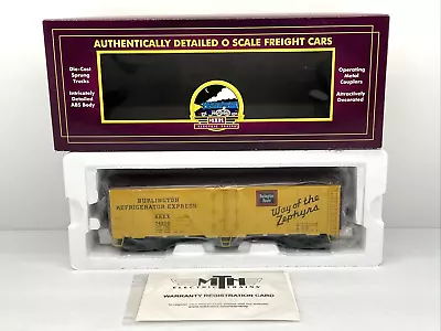 MTH Premier 20-90649G Burlington 40’ Steel Sided Reefer Car O Gauge New #74210 • $50.99