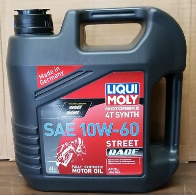 10W-60 Street Race Motorcycle Oil 4L Liqui Moly 4T Synthetic 10-60 20072 1 Gal. • $48.95