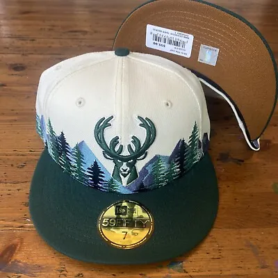New Era Milwaukee Bucks NBA Outdoor Collection Fitted 59Fifty Cap Hat Size 7 • $36.51