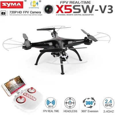 Syma X5SW-V3 RC Drone Quadcopter 2.4Ghz FPV WIFI Drones W/ 720P HD Camera Black • $41.38
