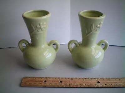 Vintage Fredericksburg Art Pottery (FAPCO) USA Pottery Mint Green Art Deco Vases • $9.99