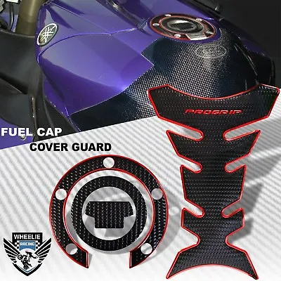 Chromed Red&black Pro Grip Fuel Tank Pad+gas Cap Cover For Yamaha Yzf R1/r6/fz • $29.88