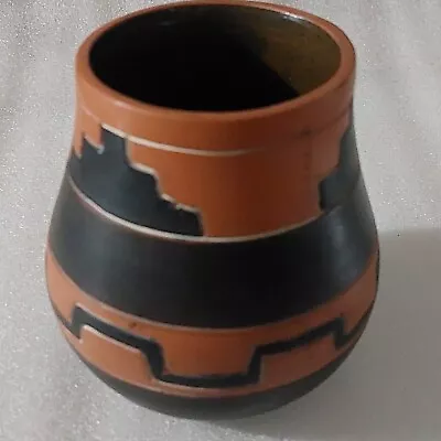 Vintage Red Clay Pot 5  Aztec Design Sign By Armando From Mexico • $12.50