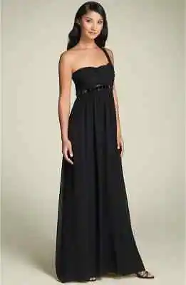 Aidan Mattox One Shoulder Silk Jersey Gown Sz 8 Black • $99.20