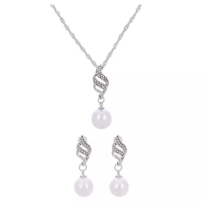 1 Set Cultured Pearl Pendant Bridal Jewelry Sets Bride Pearl Set Wedding • £7.39