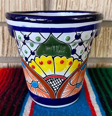 Mexican Ceramic Flower Pot Planter Folk Art Pottery Handmade Talavera #37 • $19.99