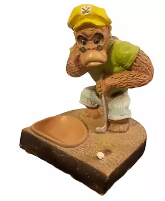 Universal Statuary Corp Monkey Ape Playing Golf Trinket Tray Figurine 1971 • $49.99