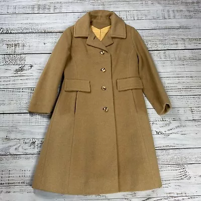 $199.99 • Buy Vtg 50s Womens 100% Camel Hair Button Single Breasted Princess Coat Duffle Sz M