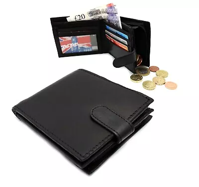 Mens Genuine Real Soft Leather Wallet With Large Zip Note Pocket / Pouch Design • £5.89