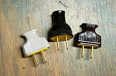 Vintage Style 2 Prong Electrical Plug Black Brown Or White Great W. Cloth Wire  • $3.77