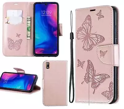 Huawei Y5 2019 Wallet Case Embossed Pu Leather Twin Butterfly • $7.50