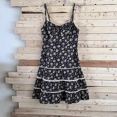 Nanette Lepore Dark Gray Floral Lace Details Lightweight Sleeveless Dress Size 2 • $15