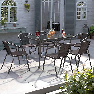 Outdoor Garden Table Patio Restaurant Cafe Bar Bistro Furniture W/ Umbrella Hole • £79.95