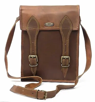 Men's 15  Vertical Goat Leather Vintage Laptop Messenger Handmade Bag Satchel • $72.08