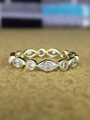 Marquis & Round Moissanite 10K Gold Anniversary Ring Jewelry Gift Band For Her • $393.99