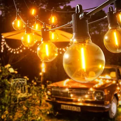 100FT Outdoor Garden Festoon String Lights Mains Powered LED Globe Bulbs G40 • £22.99