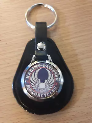 £4.99 • Buy Harley Davidson Winged Skull Fatboy Evo Quality Leather & Metal Keyring