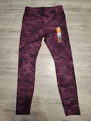 $5 • Buy Avia Womens Active Core Performance Pants /  Leggings Purple Oxford Camo Size M