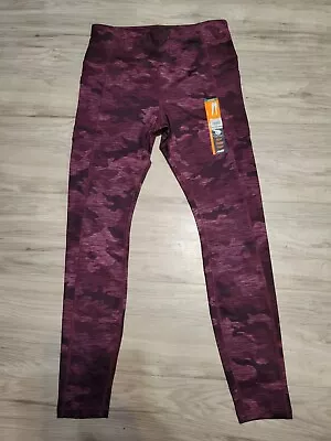 $5 • Buy Avia Womens Active Core Performance Pants /  Leggings Purple Oxford Camo Size M