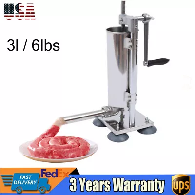 Vertical Hand-crank Sausage Maker Stuffer Filler Meat Machine Detachable HOT • $55