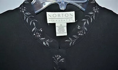 Beautiful Black Nehru Style Shirt Top ~ Size M ~ Norton McNaughton ~ NEW W/Tags • £22.37