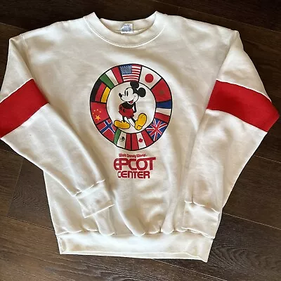 VTG 80s-90s Disney World Epcot Center Mickey Mouse Flags Sweatshirt Size XL (L) • $35