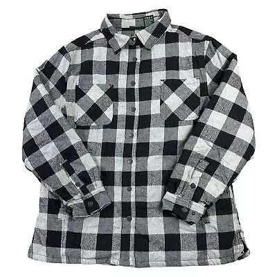 Vintage Check Flannel Overshirt Lumberjack Quilted Shirt Stillwater Grey Mens XL • £19.99