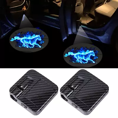 2pcs Fits Ford Mustang Blue Horse Wireless Car LED Door Lights Shadow Projectors • $13.99