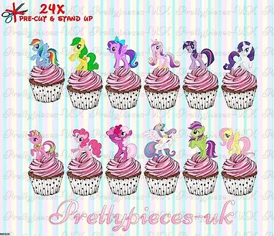My Little Pony 24 Stand-Up Pre-Cut Wafer Paper Cup Cake Toppers • $3.72