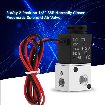 3 Way 2 Position 1/8  BSP Normally Closed Pneumatic Solenoid Air Valve ( DC 12V) • £11.02