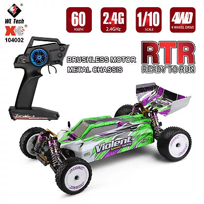 Wltoys 104002 RTR BIG 1/10 2.4G 4WD 60km/h Brushless RC Buggy Racing Car U2I7 • £198.89