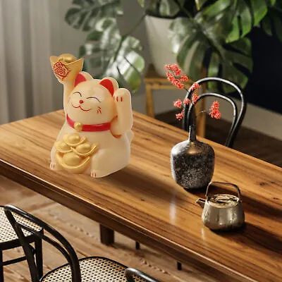 (Yellow)Chinese Lucky Cat Plastic Waving Arm Lucky Cat For Home • $13.81