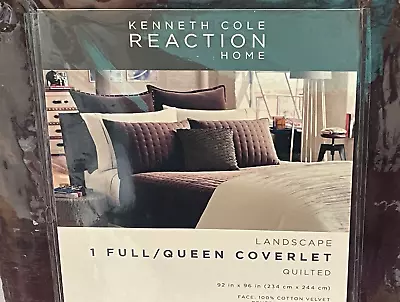 Kenneth Cole Landscape Full/Queen Quilted Velvet Coverlet Plum Hollywood Regency • $110