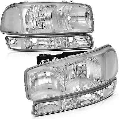 Headlights Assembly & Bumper Lights For 1999-07 GMC Sierra 1500 2000-06 Yukon XL • $54.99