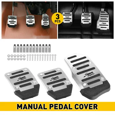 Silver Non-Slip Manual Gas Brake Foot Pedal Pad Cover Car Accessories Parts 3Pcs • $10.99