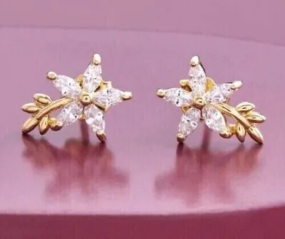 Marquise Cut 2Ct Lab-Created Diamond Women Stud Earrings 14K Yellow Gold Finish • $78.74