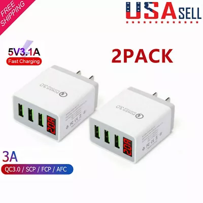 2 Pack 3-Ports Fast Wall Charger Block Phone USB Cube For IPhone IPad Samsung US • $8.14