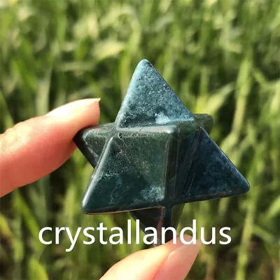 £9.49 • Buy 1pc Natural Aquatic Agate Merkaba Star Carved Quartz Crystal Pendant Reiki Gift