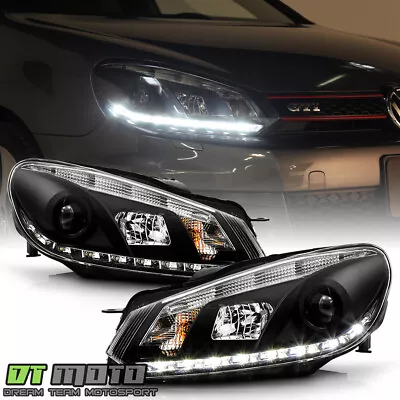$248.94 • Buy Black 2010-2014 VW Golf GTi DRL LED Strip Projector Headlights 10-14 Left+Right