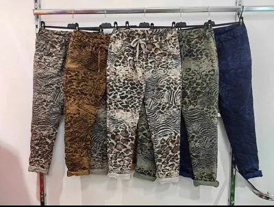 Women Leopard Print Magic Pants Cheetah Stretch Ladies Animal Print Trousers • £18.99