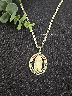 Virgen Guadalupe Cadena 23  14K Oro Laminado Gold Plated Necklace Religious New  • $19.99