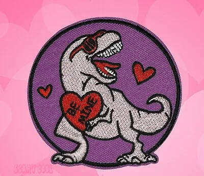 New Dinosaur T-Rex Be Mine Heart Embroidered Motorcycle Biker Iron On Patch • $7.95