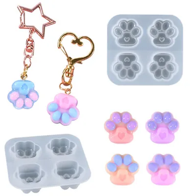 £2.99 • Buy Silicone Cat Paw Pendant Keychain Tag Resin Casting Mold Jewelry Epoxy Mould DIY