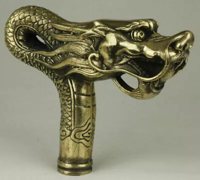 Collectable Old Brass Dragon Statue Cane Walking Stick Head Handle Chinese Myth • $18