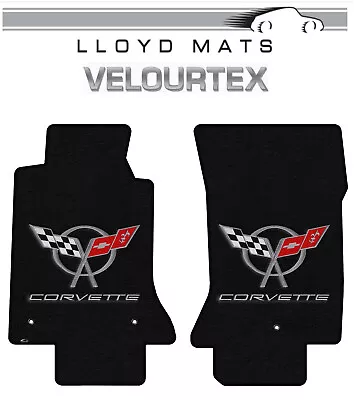 1997-2004 C5 Corvette Lloyd Velourtex Frt Black Floor Mat Black Crossflag Logo • $160.99